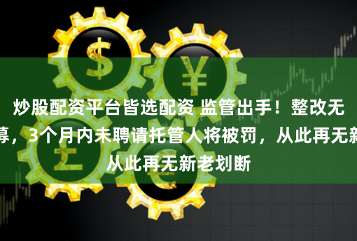 炒股配资平台皆选配资 监管出手！整改无托管私募，3个月内未聘请托管人将被罚，从此再无新老划断
