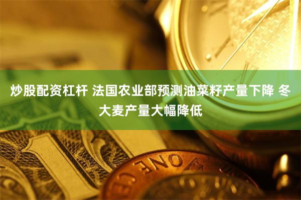 炒股配资杠杆 法国农业部预测油菜籽产量下降 冬大麦产量大幅降低