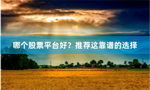哪个股票平台好？推荐这靠谱的选择